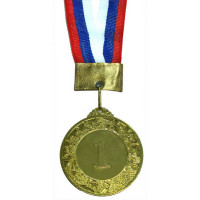 Медаль Sportex наградная 1-место большая (6,0x0,3см, с ленточкой триколор) No.96-1