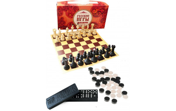 Набор Русские игры ( шахматы, шашки, домино) 03-004 600_380
