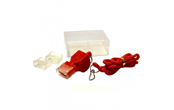 Свисток "Classic" пластиковый в боксе, без шарика, на шнурке (красный) Sportex E39267-2 600_380