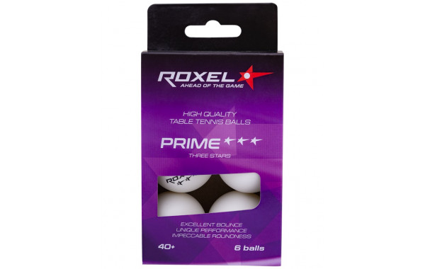 Мячи для настольного тенниса Roxel 3* Prime, 6 шт, белый 600_380