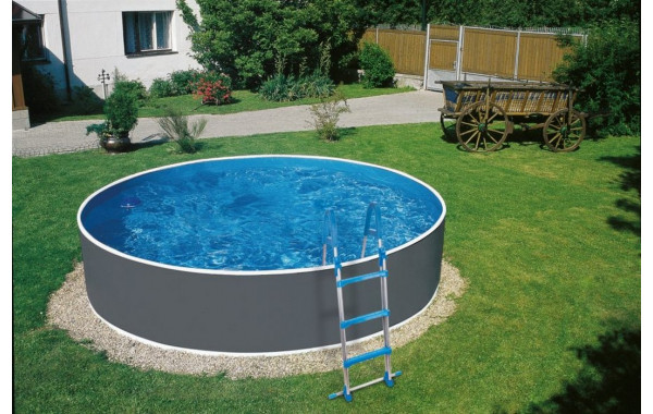 Морозоустойчивый бассейн Azuro Graphite круглый 4.6x1.2 м Premium 600_380