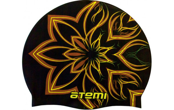 Шапочка для плавания Atemi PSC418 черный (цветок) 600_380
