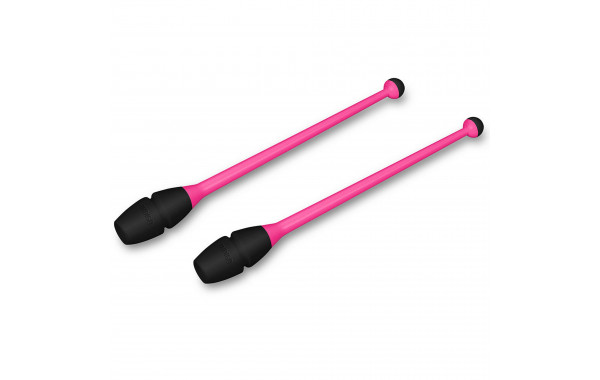 Булавы для художественной гимнастики Indigo 36 см, пластик, каучук, 2шт IN017-PB розовый-черный 600_380