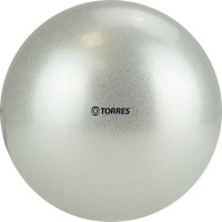 Мяч для художественной гимнастики Torres AGP-15-07, диам. 15 см, ПВХ, жемчужный с блестками