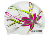 Шапочка для плавания Atemi PSC414 белая (цветок)