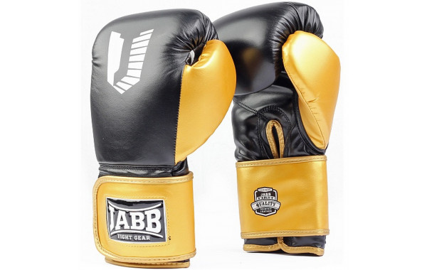 Перчатки боксерские (иск.кожа) 10ун Jabb JE-4081/US Ring черный\золото 600_380