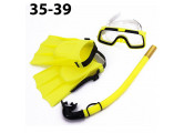 Набор для плавания 35-39 подростковый Sportex маска трубка + ласты (ПВХ) E33155 желтый