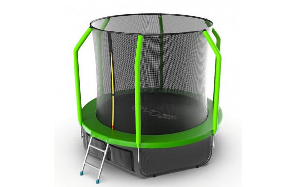 Батут с внутренней сеткой и лестницей EVO Jump Cosmo 8ft + нижняя сеть, зеленый 600_380