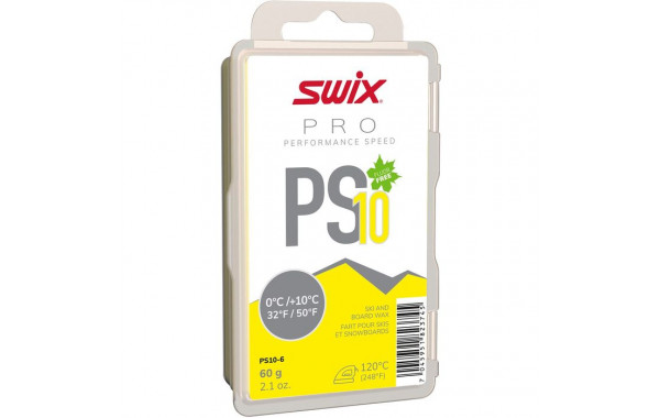 Парафин углеводородный Swix PS10 Yellow (0°С +10°С) 60 г. 600_380