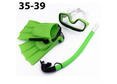 Набор для плавания 35-39 подростковый Sportex маска трубка + ласты (ПВХ) E33155 зеленый