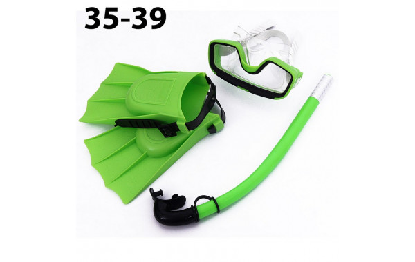 Набор для плавания 35-39 подростковый Sportex маска трубка + ласты (ПВХ) E33155 зеленый 600_380