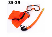 Набор для плавания 35-39 подростковый Sportex маска трубка + ласты (ПВХ) E33155 оранжевый