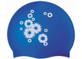 Шапочка для плавания Atemi синяя (цветы), PSC402
