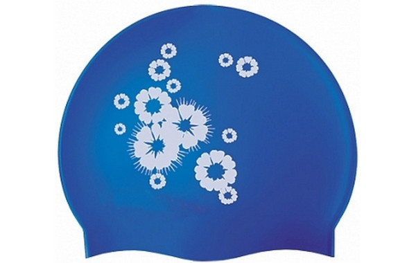 Шапочка для плавания Atemi синяя (цветы), PSC402 600_380