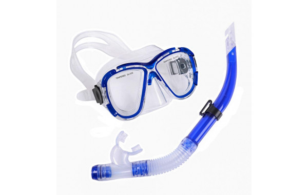 Набор для плавания взрослый Sportex маска+трубка (ПВХ) E39228 синий 600_380
