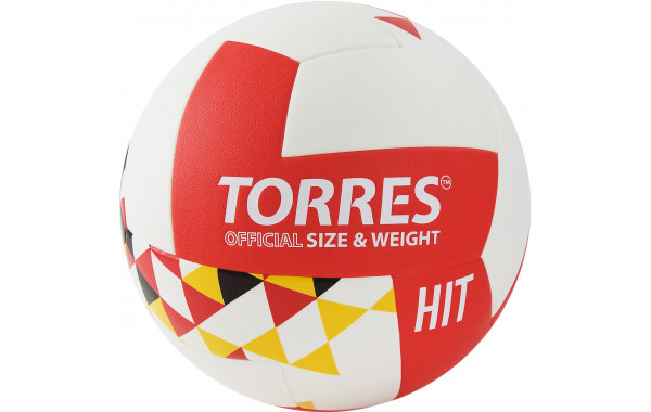 Мяч волейбольный Torres Hit V32055 р.5 бело-красно-мультколор 600_380