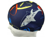 Шапочка для плавания взрослая Sportex полиэстер (синяя с рисунком) C33687