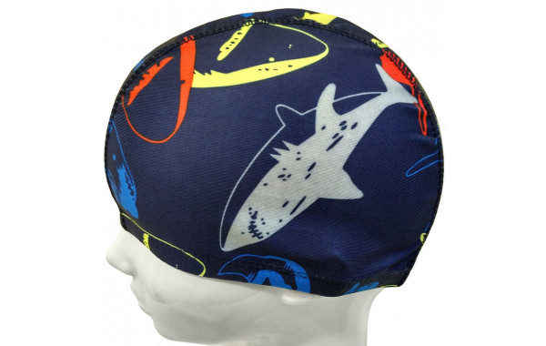 Шапочка для плавания взрослая Sportex полиэстер (синяя с рисунком) C33687 600_380