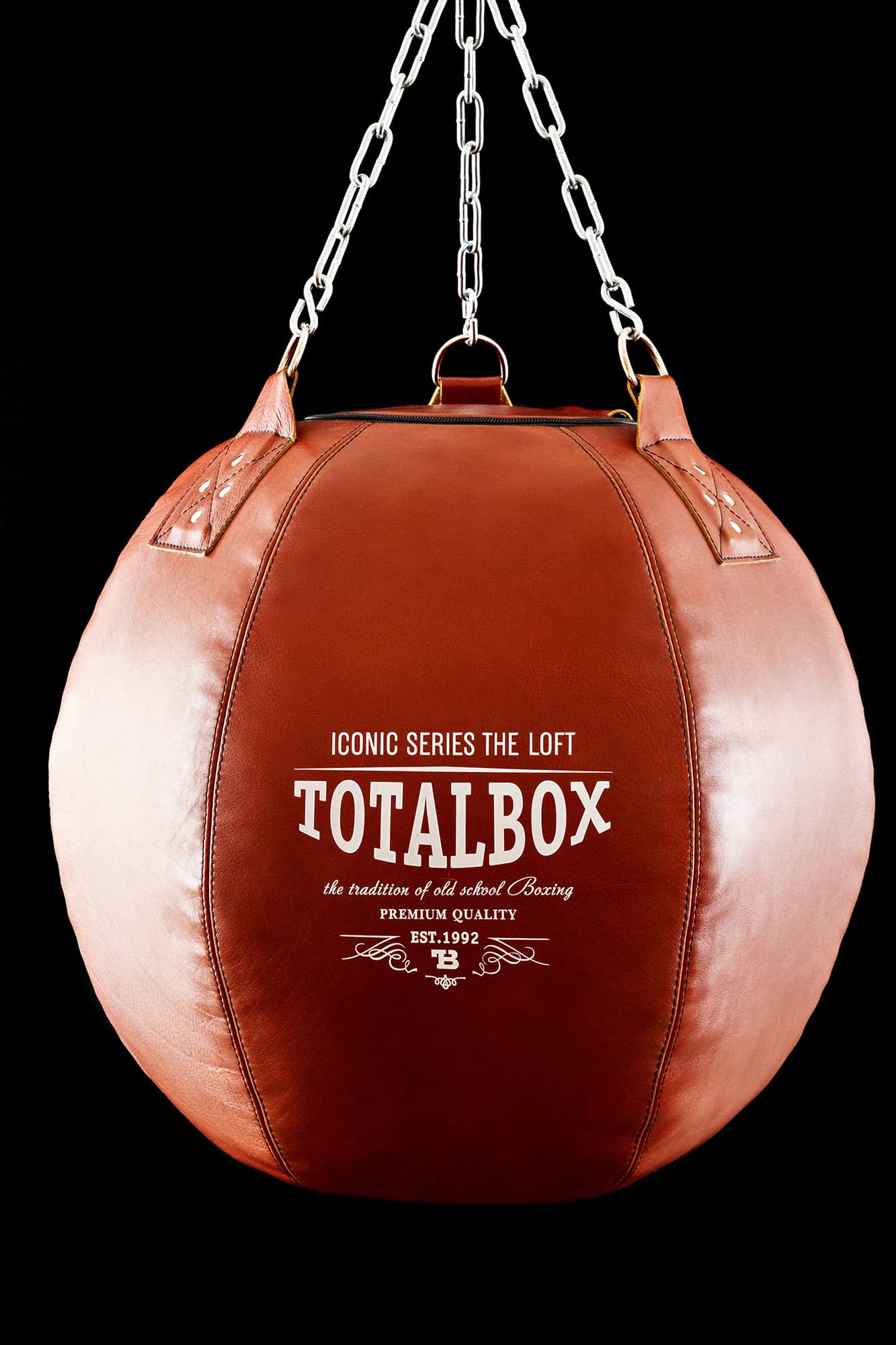 Груша кожаная боксерская LOFT Шар 45 кг Totalbox ГБК ЛФ 62x75-45 черный, коричневый 1333_2000
