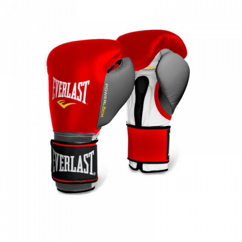 Боксерские перчатки Everlast Powerlock 12 oz красн/сер. 2200556 800_800