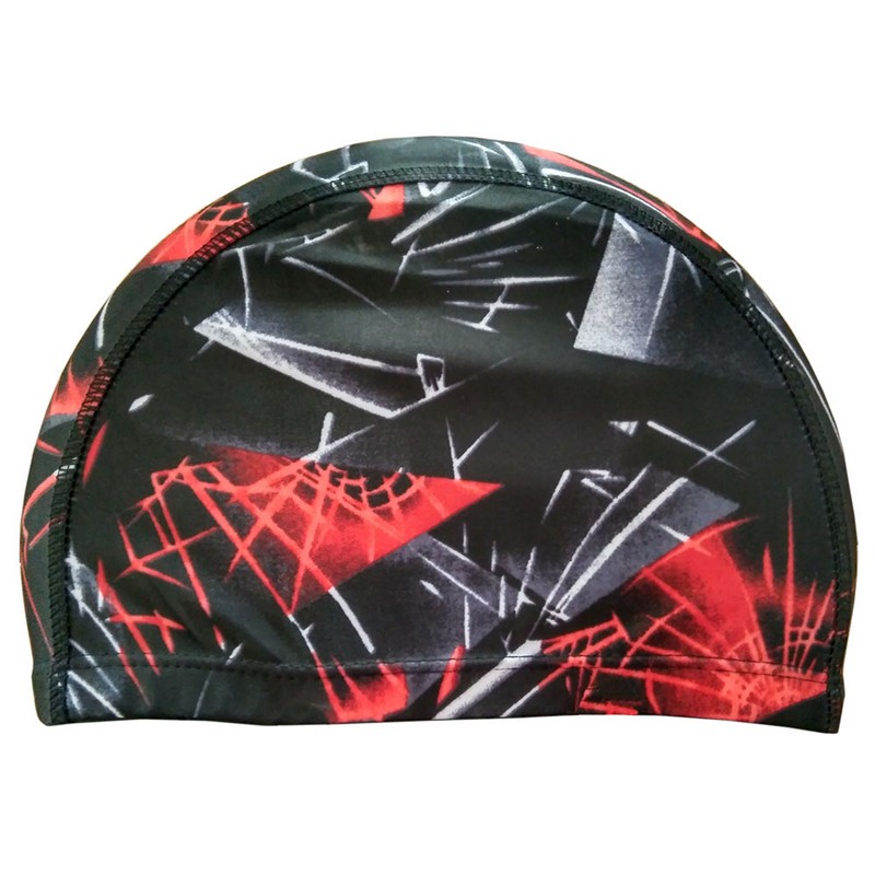 Шапочка для плавания Sportex лайкра R18079 черная с красным 800_800