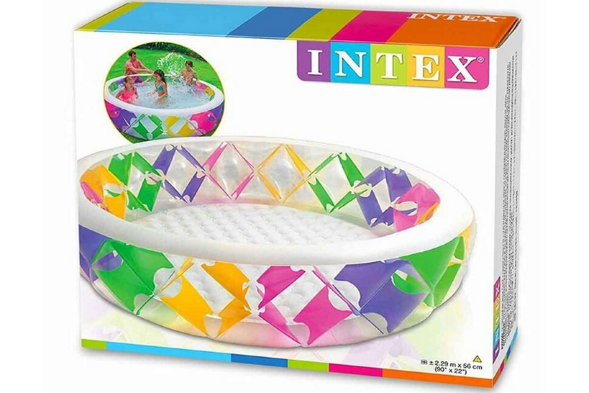 Детский надувной бассейн 229х56см Intex с цветными вставками, надувное дно 56494 1199_800
