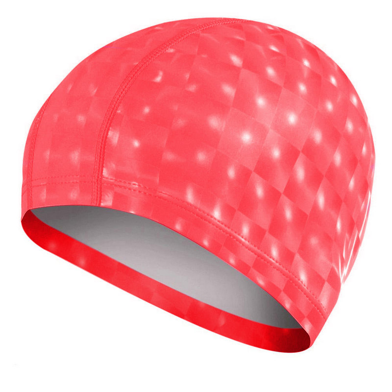 Шапочка для плавания ПУ одноцветная 3D (Красная) Sportex B31517 800_800
