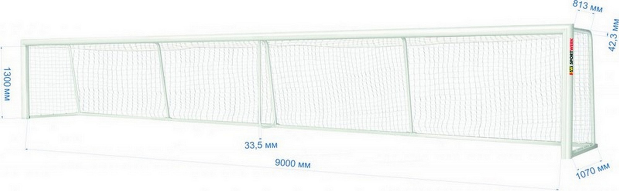 Ворота для игры в голбол SportWerk 900х130см, алюминиевые 10х12см SpW-Pl-900-1 2000_620