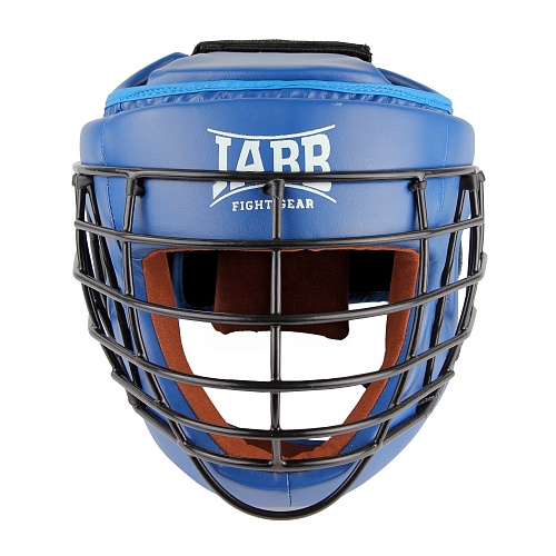Шлем для рукопашного боя с защитной маской (иск.кожа) Jabb JE-6012, синий, размер 500_500