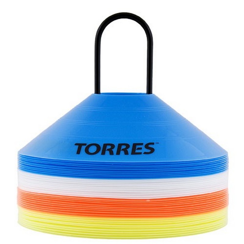 Фишки для разметки поля Torres TR1006, форма усеченных конусов, пластик, оранжевый, желтый, синий, белый 800_800
