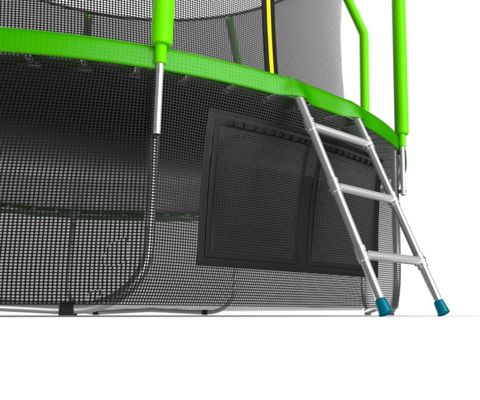 Батут с внутренней сеткой и лестницей EVO Jump Cosmo 12ft + нижняя сеть, зеленый 960_800