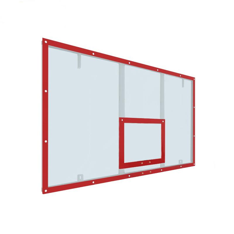 Щит баскетбольный игровой Dinamika 180х105 см, оргстекло 10мм на раме (разметка красная) 800_800