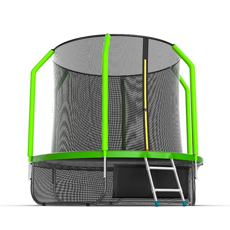 Батут с внутренней сеткой и лестницей EVO Jump Cosmo 8ft + нижняя сеть, зеленый 800_800