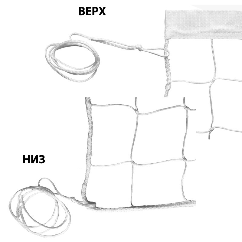 Сетка волейбольная 3,5мм FS-V-№1 любительская, нить из ПП, верхняя лента из ПП, без троса, белая 800_800
