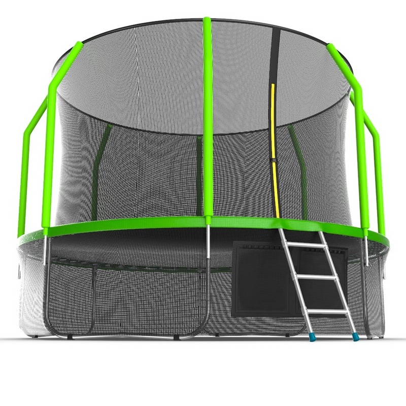 Батут с внутренней сеткой и лестницей EVO Jump Cosmo 12ft + нижняя сеть, зеленый 800_800