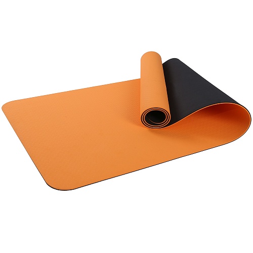 Коврик для фитнеса и йоги Larsen TPE двухцветный оранж/черный 183х61х0,6см 500_500