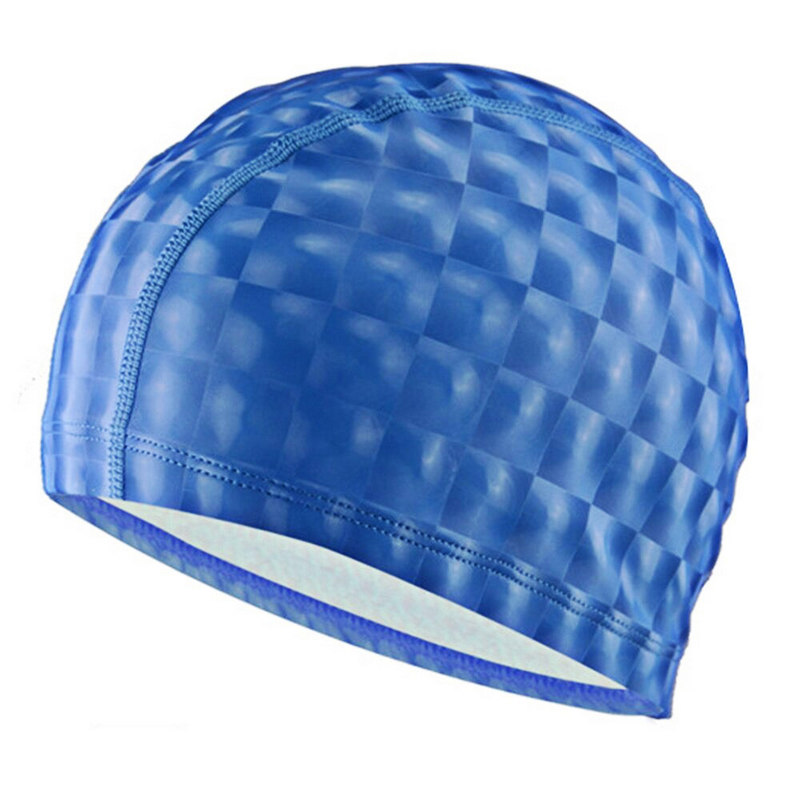 Шапочка для плавания Sportex одноцветная B31517-1 3D (Синий) 800_800
