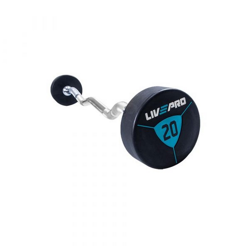 Фиксированная кривая штанга  15кг Ez Curl Urethane Barbells Live Pro LP8011-15 800_800