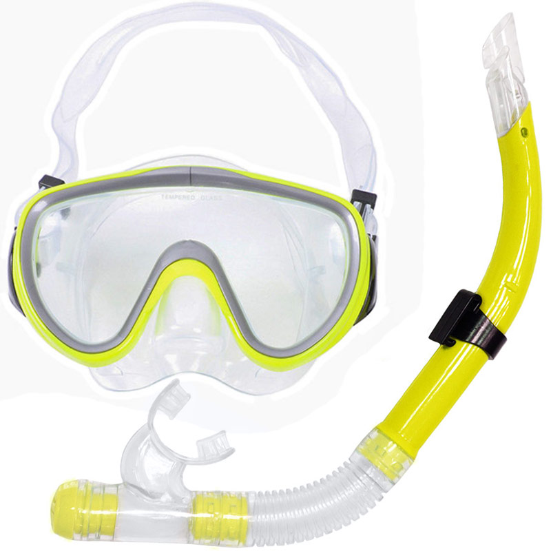 Набор для плавания взрослый Sportex маска+трубка (ПВХ) E39226 желтый 800_800