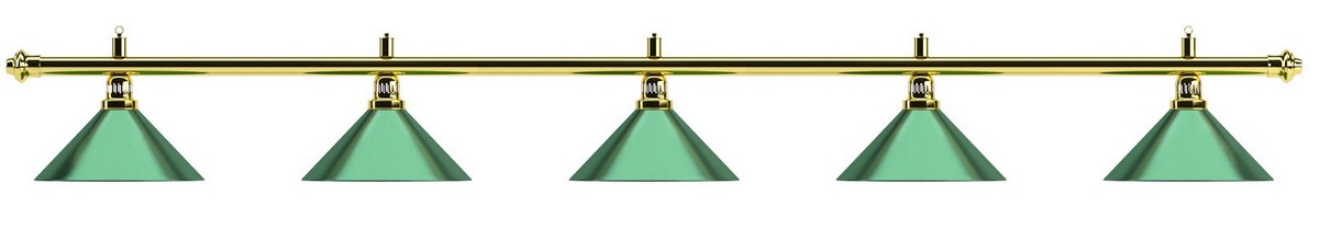 Лампа на пять плафонов Weekend Evergreen d35 см 75.008.05.0 золотистая штанга, зеленый плафон 1200_210