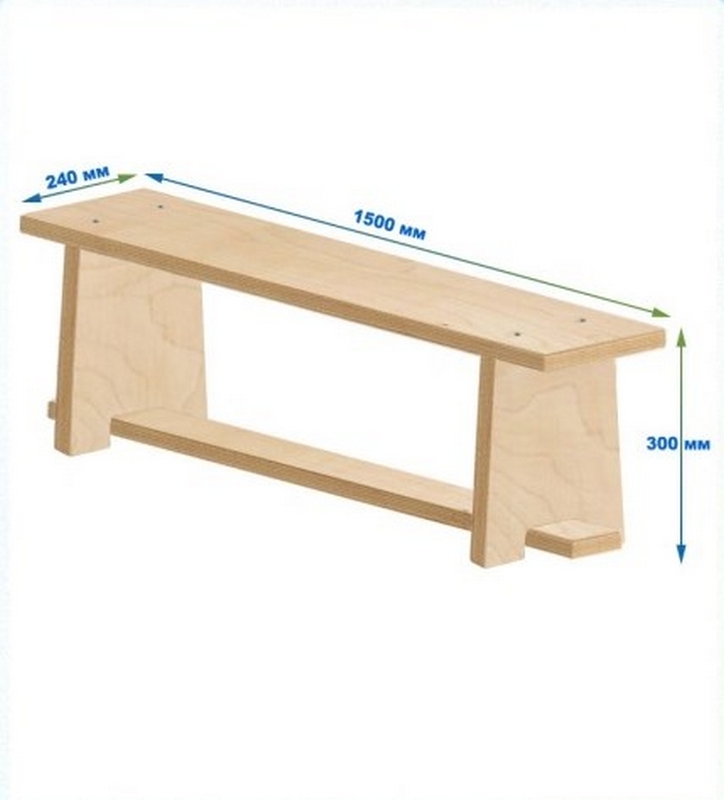 Скамейка гимнастическая 1500мм (фанерная) ножки фанера Dinamika 724_800