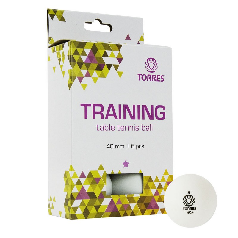 Мяч для настольного тенниса Torres Training 1* TT21016 6 шт, белый 800_800