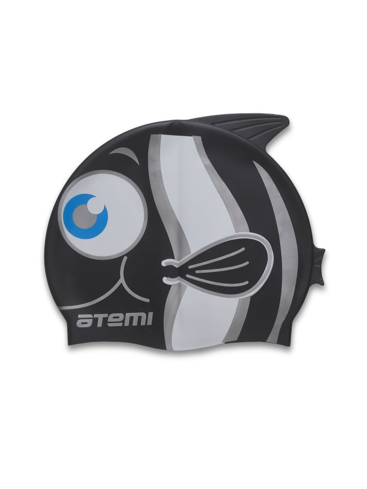 Шапочка для плавания Atemi FC102 рыбка+, черный 750_1000