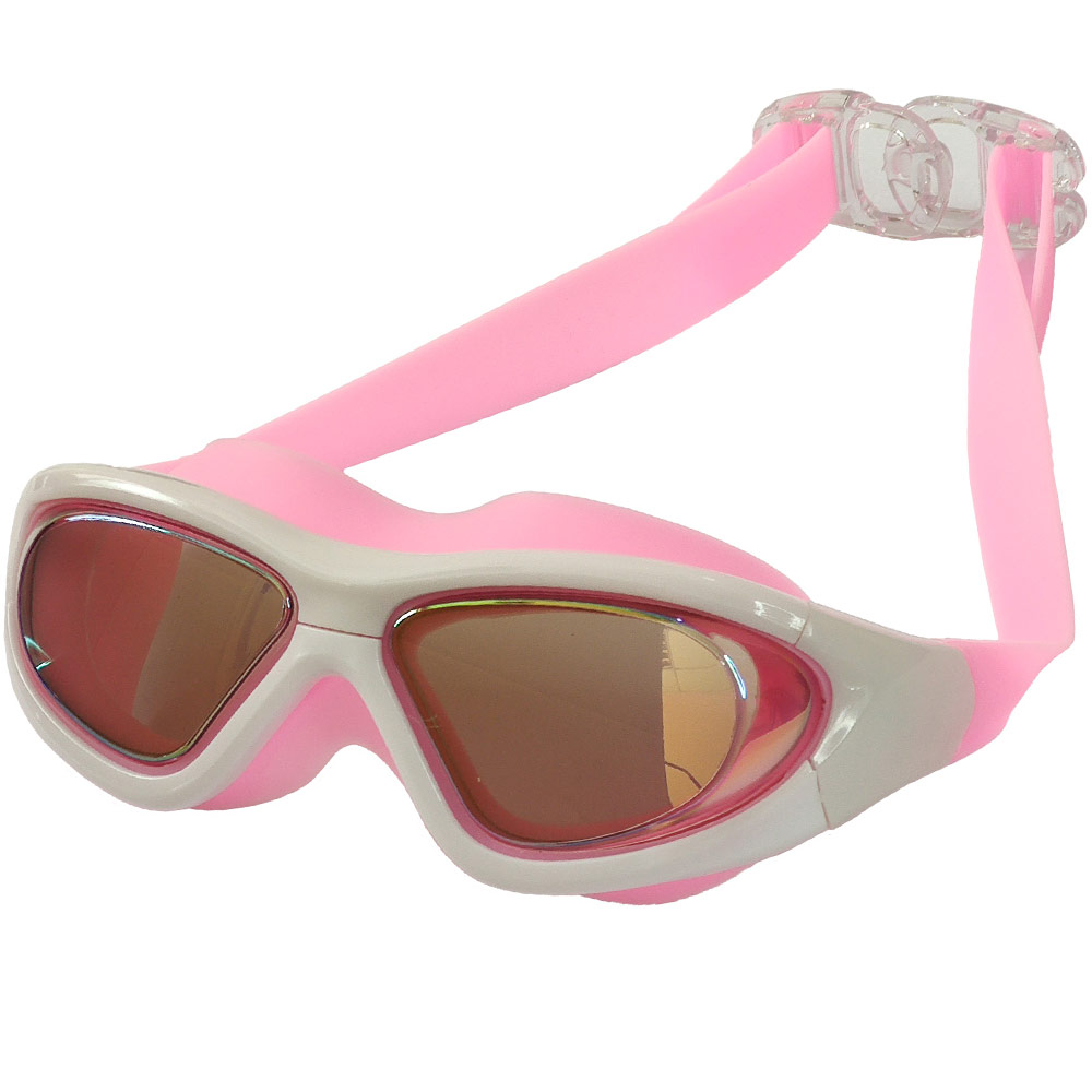 Очки для плавания взрослые полу-маска (Бело-розовый) Sportex B31537-0 1000_1000