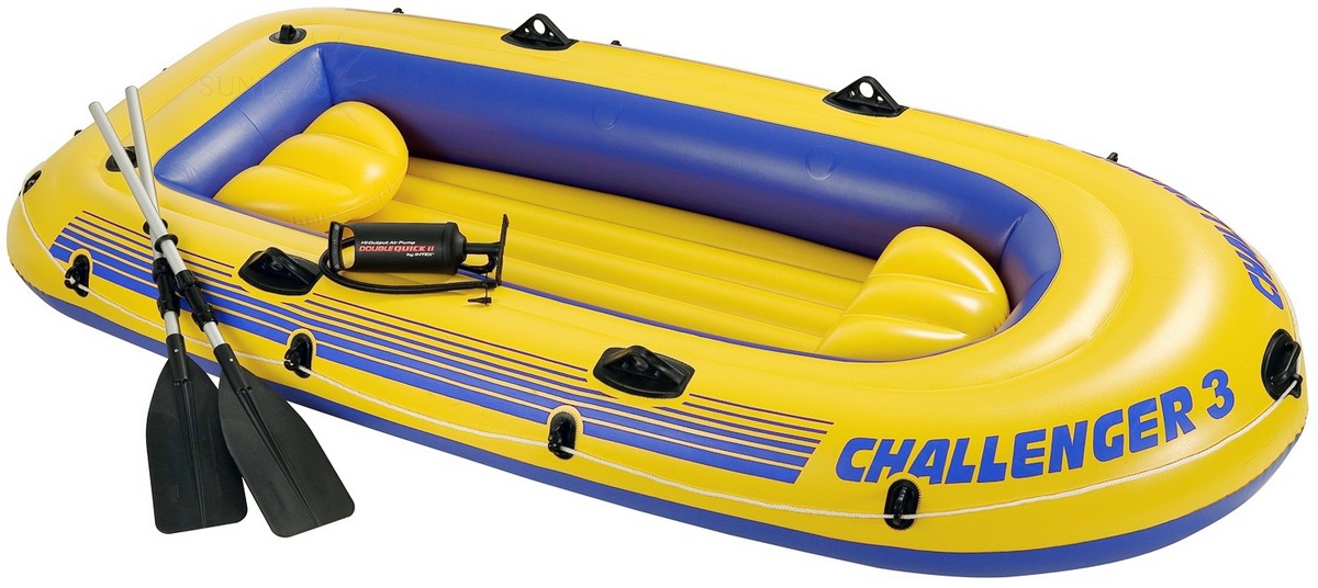 Надувная лодка Challenger 3 Set 295x137x43 см Intex аллюминиевые весла, ручной насос 68370 1200_536
