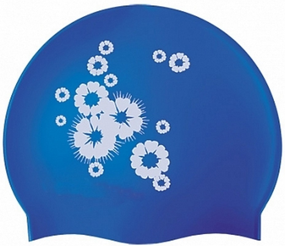 Шапочка для плавания Atemi синяя (цветы), PSC402 928_800