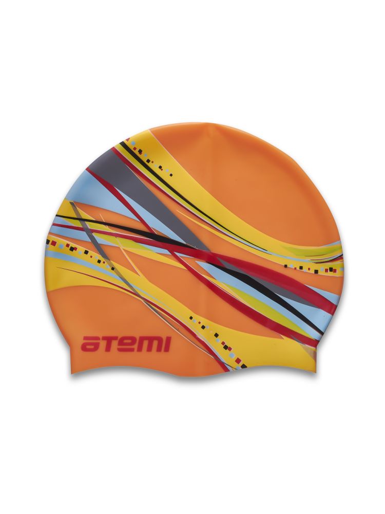 Шапочка для плавания Atemi PSC303 оранжевая(графика) детская 750_1000