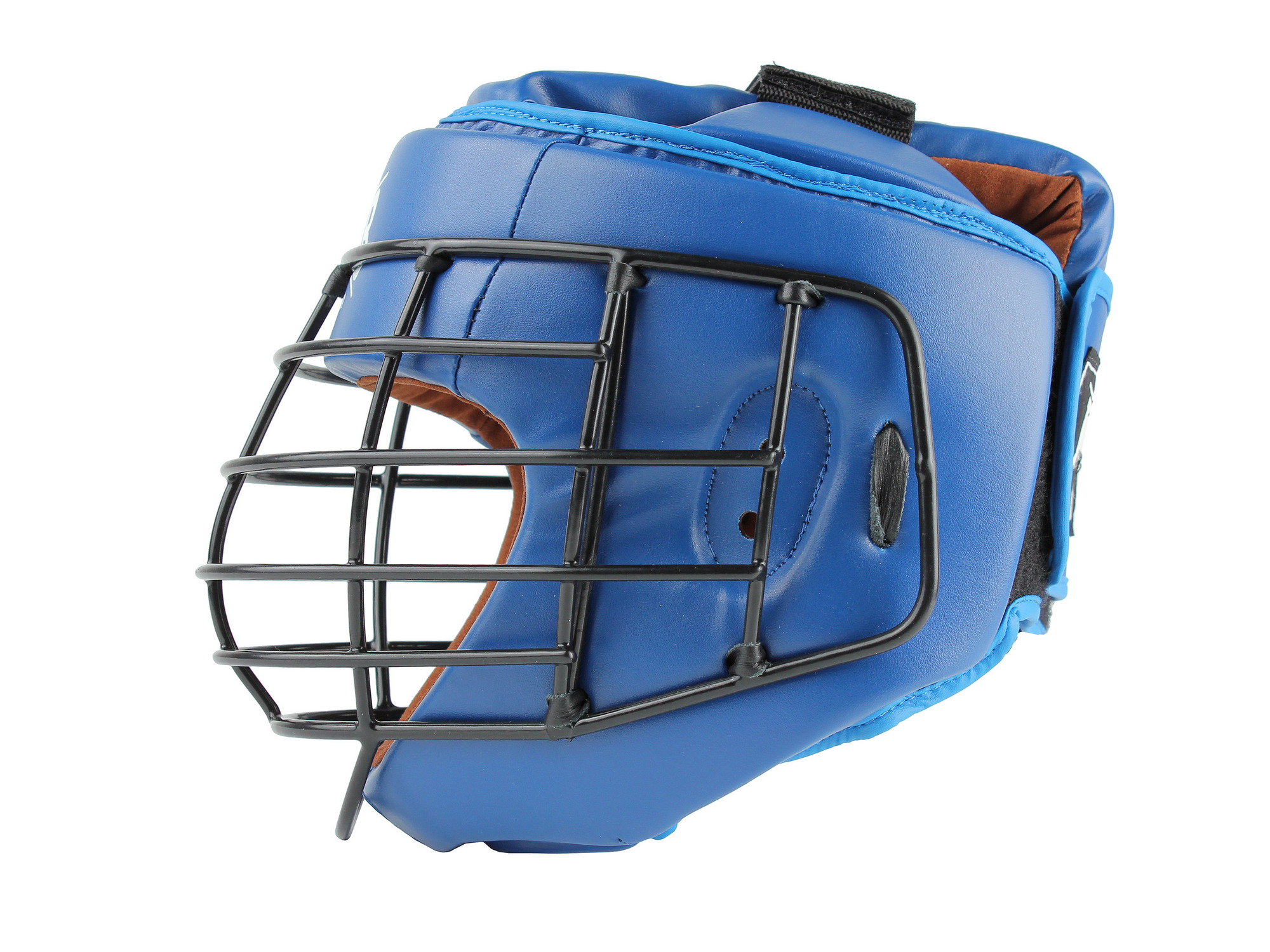 Шлем для рукопашного боя с защитной маской (иск.кожа) Jabb JE-6012, синий, размер 2000_1500