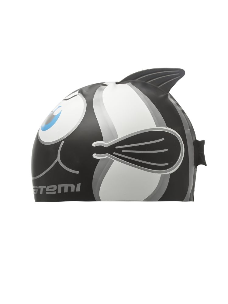 Шапочка для плавания Atemi FC102 рыбка+, черный 750_1000