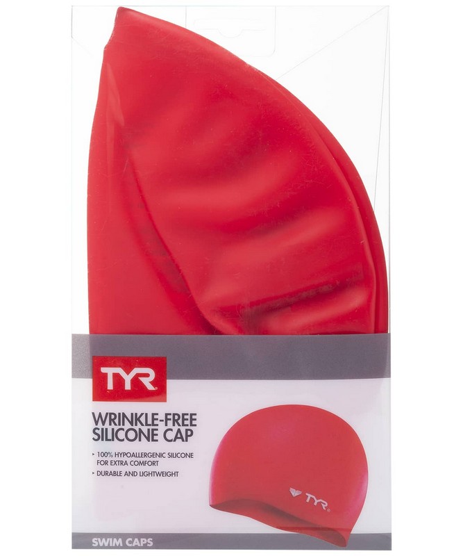 Шапочка для плавания TYR Wrinkle Free Silicone Cap, силикон, LCS\610 красный 667_800